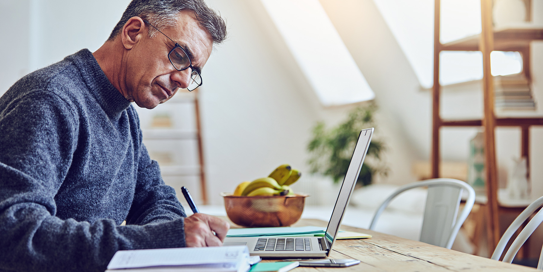 middle aged man worried about purchasing power, slow economic growth